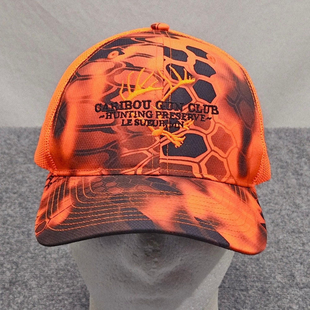 Caribou Gun Club Hunting Trucker Hat OSFA Orange Camo Utility Outdoor Minnesota